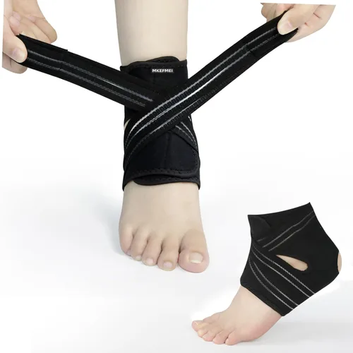 Vista 9 de Tobillera (1 paquete) - Tobillera de compresión para mujeres y hombres, soporte estabilizador de tobillo ajustable para esguinces, dolor de pies