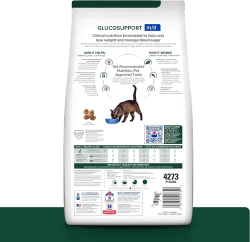 Vista 2 de Hill's Prescription Diet m/d GlucoSupport Alimento seco para gatos, pollo, bolsa de 4 libras