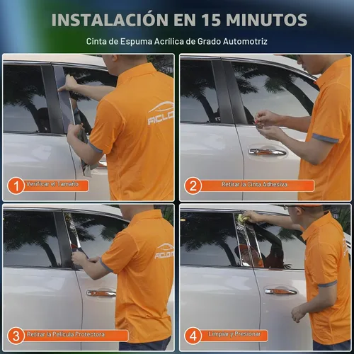 Vista 8 de Juego de 4 postes de pilar de acero inoxidable para puerta plateada compatible con Ford F-150 Super Crew Cab 2004-2014 Lincoln Mark LT 2004-2014