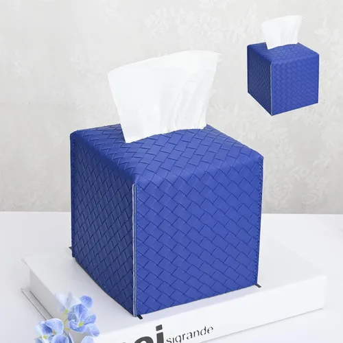 Vista 14 de HOMOTEK Paquete de 2 fundas para caja de pañuelos, soporte cuadrado de piel sintética, organizador de papel decorativo para baño, mesitas de noche