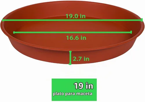 Vista 2 de Paquete de 4 de 18 platillos para plantas de 19 pulgadas, platillo profundo y resistente de plástico de 18" de diámetro redondo, bandeja