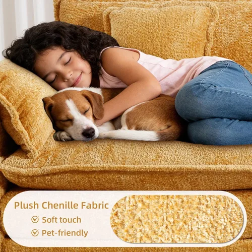 Vista 6 de GNIXUU Sofá Seccional Extragrande de 112" Cloud Couch para Sala de Estar, Moderno Sofá de Chenille en Forma de L, Cómodo Sofá Cama Modular Boucle