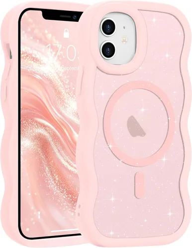 Vista 194 de Pepmune - Funda para iPhone 12 Pro Max con marco ondulado y estructura rígida, color mate claro, cubierta trasera unisex, compatible con Magsafe