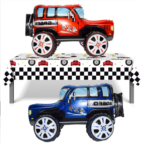 Vista 2 de Firot 2 Vehículos de 25.5 pulgadas, globo grande de aluminio 4D para automóvil, de carreras todoterreno, globo de juguete para niños, regalos