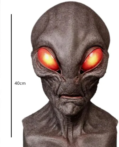 Vista 5 de Máscara de Halloween, máscara de cabeza de alienígena para Halloween, fiesta de disfraces