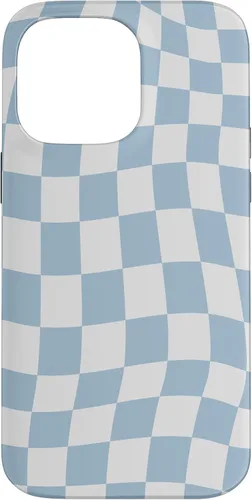 Vista 21 de Funda estética pastel azul claro remolino a cuadros para iPhone 16