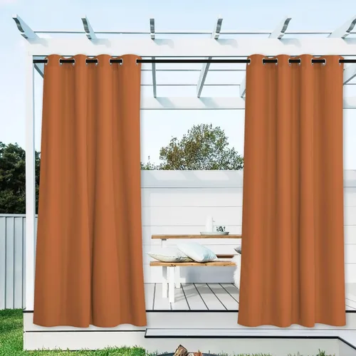 Vista 203 de NICETOWN Cortina para Exteriores para Patio Impermeable de 84 Pulgadas de Ancho, Aislamiento Térmico con Ojales Antioxidantes Bloqueo UV Cortina