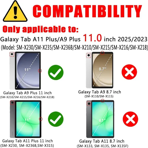 Vista 2 de Funda de teclado para Samsung Galaxy Tab A9 Plus de 11.0 pulgadas (SM-X210/X215/X216/X218), teclado desmontable recargable con cubierta de puerto