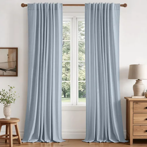 Vista 21 de MIULEE Cortinas de lino 100% opacas para dormitorio, 40 pulgadas de ancho x Marrón Oscuro