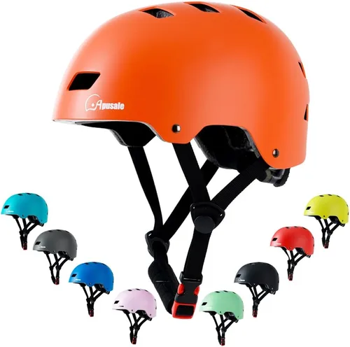 Vista 7 de Casco para bicicleta y patineta, ajustable y multideporte para patines y scooter, 3 tallas para adultos, jóvenes, niños y bebés