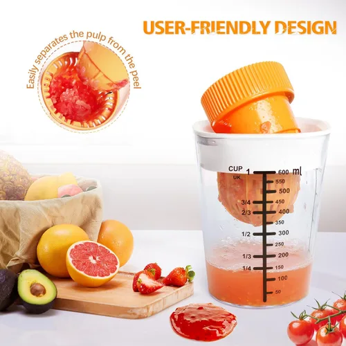 Vista 6 de Exprimidor manual de cítricos, exprimidor de mano multifuncional, exprimidor de limón y lima, exprimidor de naranja de capacidad de 20 onzas