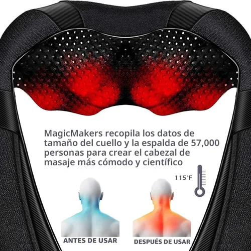 Vista 3 de Masajeador Shiatsu de Cuello y Hombros con Calor – Almohada de Masaje de Amasamiento de Tejido Profundo Eléctrico para Alivio del Dolor y Relajación