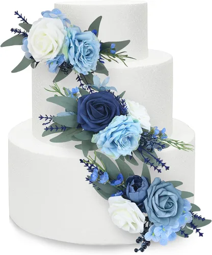 Vista 12 de Rinlong 3Pcs Premade Cake Flowers, Pampas Beige Wedding Cake Decor Beige y almendra