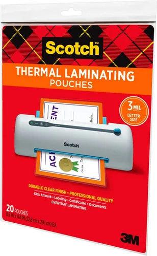 Vista 11 de Bolsas térmicas laminadas mate Scotch, ultra transparentes con acabado mate, tamaño carta 8.9 pulgadas x 11.4 pulgadas, paquete de 20