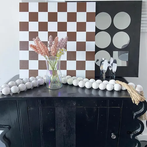 Vista 143 de OMISHE Guirnalda de cuentas de madera extra grande con cuentas de madera y borlas de 1.6 pulgadas de diámetro, cuentas decorativas rústicas de 41