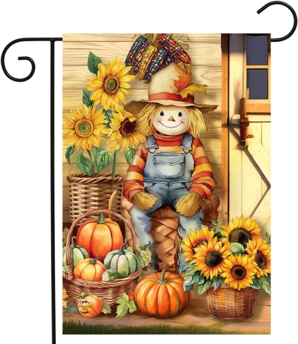 Vista 2 de Briarwood Lane Bandera de jardín de otoño de 12 x 18 para espantapájaros de campo al aire libre para otoño banderas de jardín para exteriores