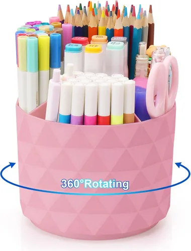 Vista 14 de Organizador de escritorio Nuozme, soportes giratorios de 360 grados para bolígrafos y lápices, organizador de bolígrafos con patrón de diamante y 5
