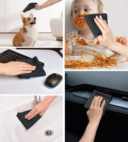 Vista 6 de KitchLife Rollo de Paño de Limpieza de Microfibra - Toallas de Papel de Microfibra Reutilizables Desgarrables, Sin Pelusa, Lavables, 20 Hojas