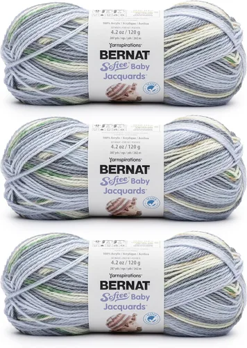 Vista 39 de Bernat Softee Baby Cotton Aqua Mist - Ovillo de lana para bebé, paquete de 3 unidades de 4.25 onzas, mezcla, 3 DK (ligero), 254 yardas