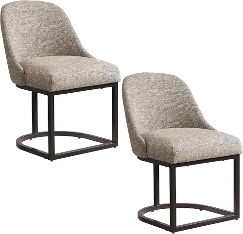 Vista 15 de Leick Home 10133PW/OL Taburete de bar con base de metal, juego de 2, para encimeras de cocina elevadas, mesas altas y bares, asiento moderno de lino