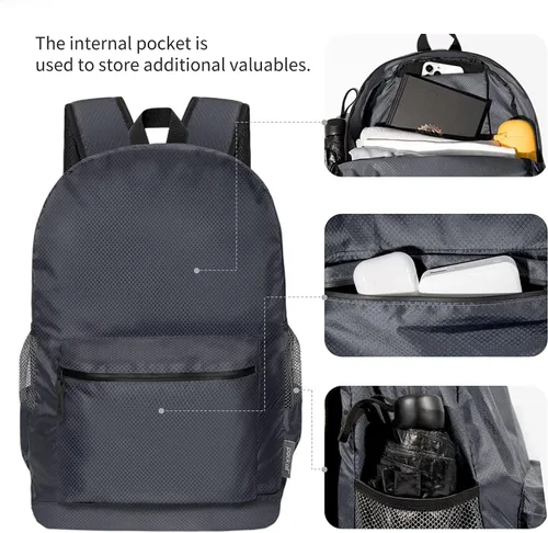 Vista 13 de pack all Mochila ligera y plegable de 18L, Negro, talla única , Mochilas Daypack