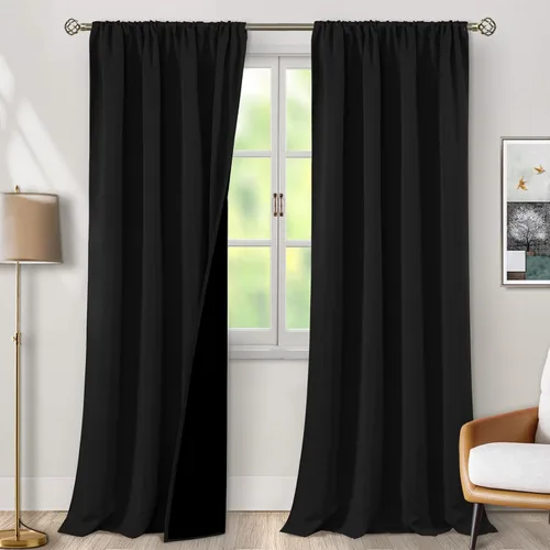 Vista 63 de BGment - Cortinas opacas para sala de estar de 63 pulgadas de largo, juego de 2 paneles, cortinas para oscurecer toda la habitación, cortinas