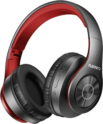 Vista 7 de Tuinyo Audífonos inalámbricos Bluetooth, auriculares estéreo, 35 horas de tiempo de reproducción inalámbrica, con graves profundos, orejeras