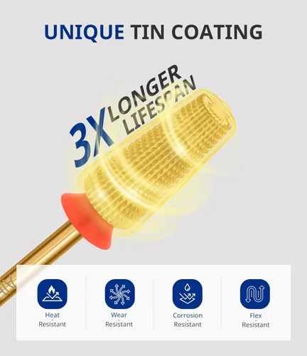Vista 2 de AIRSEE Broca de carburo de tungsteno 5 en 1 para uñas acrílicas, lima eléctrica Efile, punta de cabeza para manicura, pulido rápido, quitar gel, Oro