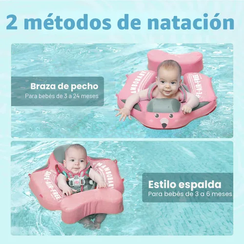 Vista 4 de HECCEI Flotador de natación para bebé con toldo, flotador sólido no inflable, lo mejora el flotador de natación infantil de material de cuero suave