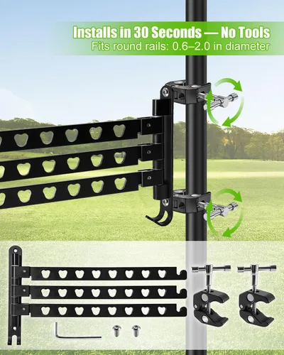 Vista 6 de Estante de secado de ropa de escalera RV de aluminio de 3 brazos con abrazaderas de acero inoxidable 304 180° ajustable, capacidad de carga de 90
