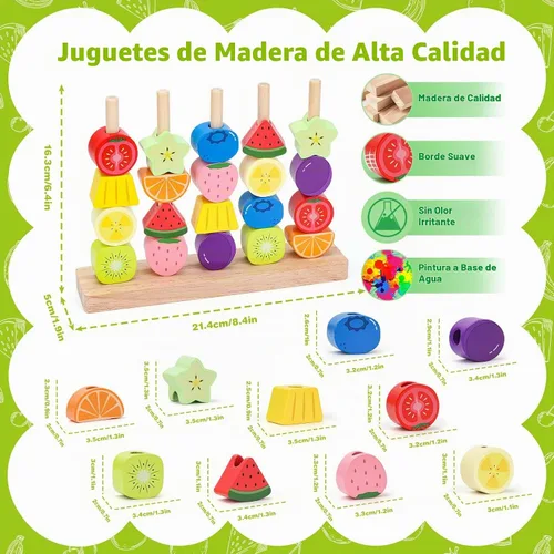 Vista 6 de Appoft Montessori Kit de maestría de cuentas de madera: constructor de habilidades motoras finas para niños pequeños de 2 a 5 años, bloques