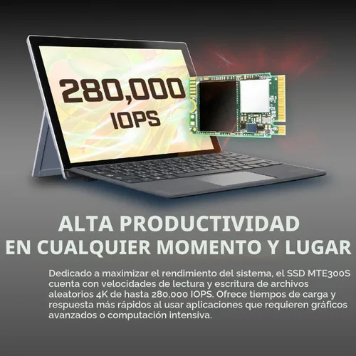 Vista 5 de Transcend MTE300S PCIe 2230 SSD de 256 GB, 2000 MB/s para Steam Deck, Surface Pro