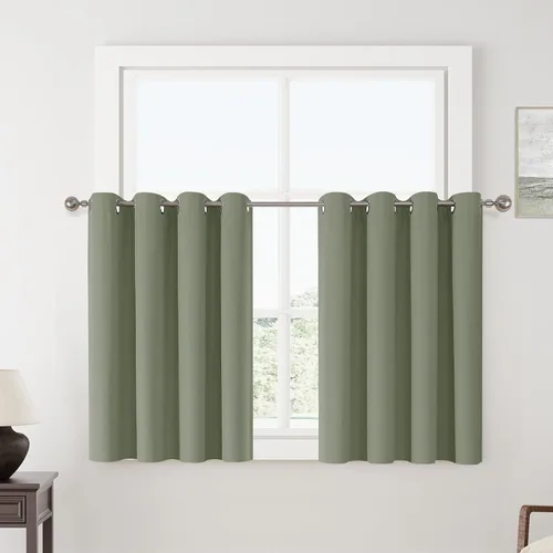 Vista 46 de ChrisDowa Cortinas 100% Opacas de Abedul Sólido de 45 Pulgadas de Largo, 2 Paneles para Dormitorio y Sala de Estar, Estilo Granja Oscurecedoras