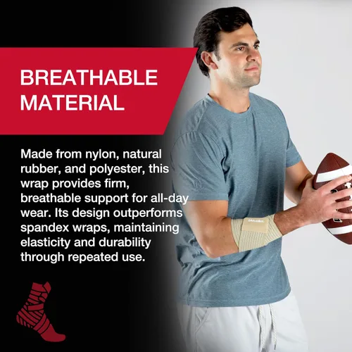Vista 2 de MUELLER Sports Medicine - Envoltura de apoyo multiusos para hombres y mujeres, compresión ajustable para soporte articular y muscular, color beige