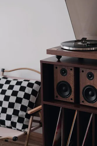 Vista 6 de Arkrocket Cassini - Tocadiscos con estante de audio, tocadiscos Bluetooth de alta fidelidad con 2 altavoces para estantería, tocadiscos de vinilo