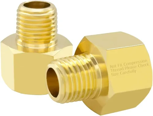 Vista 9 de Hooshing 2 piezas de adaptador reductor de rosca macho 1/4" NPT a hembra 1/2" NPT para tubería de latón