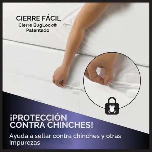 Vista 3 de Protect-A-Bed Funda esencial con cierre para somier de cama king, silenciosa, resistente al olor, a las chinches y ácaros, 100% impermeable, lavable
