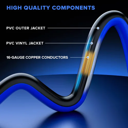 Vista 5 de Maximm Cable de extensión negro y azul de 10 pies, SJTW de 16 AWG