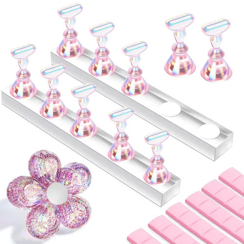 Vista 18 de Makartt Soporte de uñas para uñas a presión, práctica de pintura artística, soporte magnético para pintar uñas, soporte para diseños de uñas