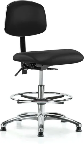 Vista 41 de Perch - Silla de laboratorio con ruedas cromadas con soporte de respaldo ajustable, altura del escritorio de 17 a 22 pulgadas, tela negra