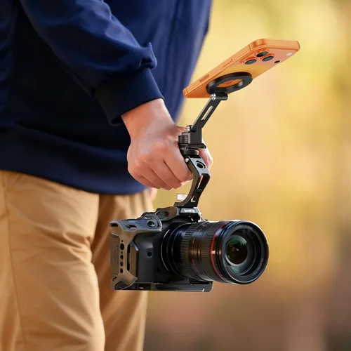 Vista 8 de Adaptador de montaje de trípode de teléfono de aluminio Elitehood para DJI RS 4 Mini, montaje de trípode magnético para smartphone con Arca-Standard