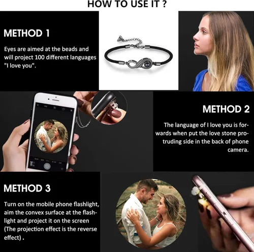 Vista 3 de lagofit Pulseras personalizadas con imagen en el interior, pulseras personalizadas a juego para parejas, pulseras de proyección de fotos, regalos