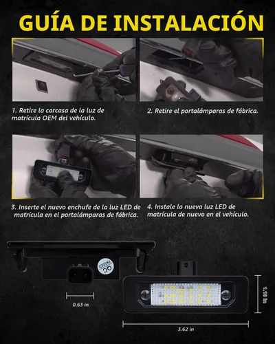 Vista 7 de Luces LED para matrícula, color blanco brillante, repuesto de montaje de lámpara compatible con Ford Fusion 2006-2012, Mustang 2010-2014, Taurus