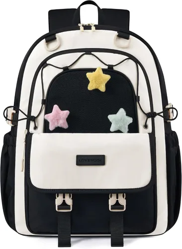Vista 8 de LOVEVOOK Mochila escolar para niñas, estudiantes, niños, Lavanda (Lavender Dream), 15,6 pulg., Mochila Daypack