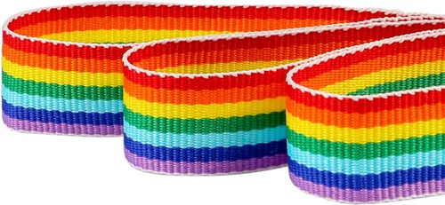 Vista 5 de Konsait Cinta de poliéster de doble cara con rayas de grogrén de arcoíris de 0.59 pulgadas para manualidades, accesorios de costura, lazo
