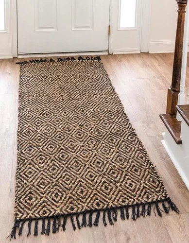 Vista 12 de Unique Loom Alfombra trenzada de la colección de yute - Assam (1' 2" x 6' 1", camino de mesa, negro/natural)