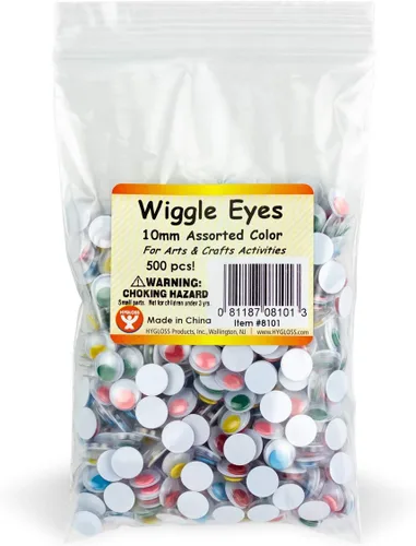 Vista 5 de Hygloss Productos Ojos Googly Eyeball de plástico - Ideal para artes y manualidades - No adhesivo - Pegar - Negro - Tamaño 0.394 in - Paquete