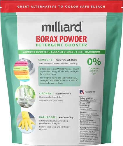 Vista 2 de Milliard Borax - Potenciador de lavandería, limpiador multiusos puro, detergente en polvo (5 libras)