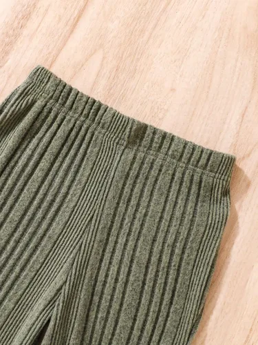Vista 3 de WDIRARA Pantalones elásticos de cintura alta con estampado de pierna acampanada para niña