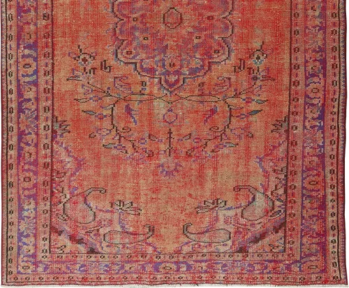 Vista 5 de 5.7x9 Ft 1960s Orange Over-Dyed Rug for Modern Interiors, Turkish Handmade Carpet